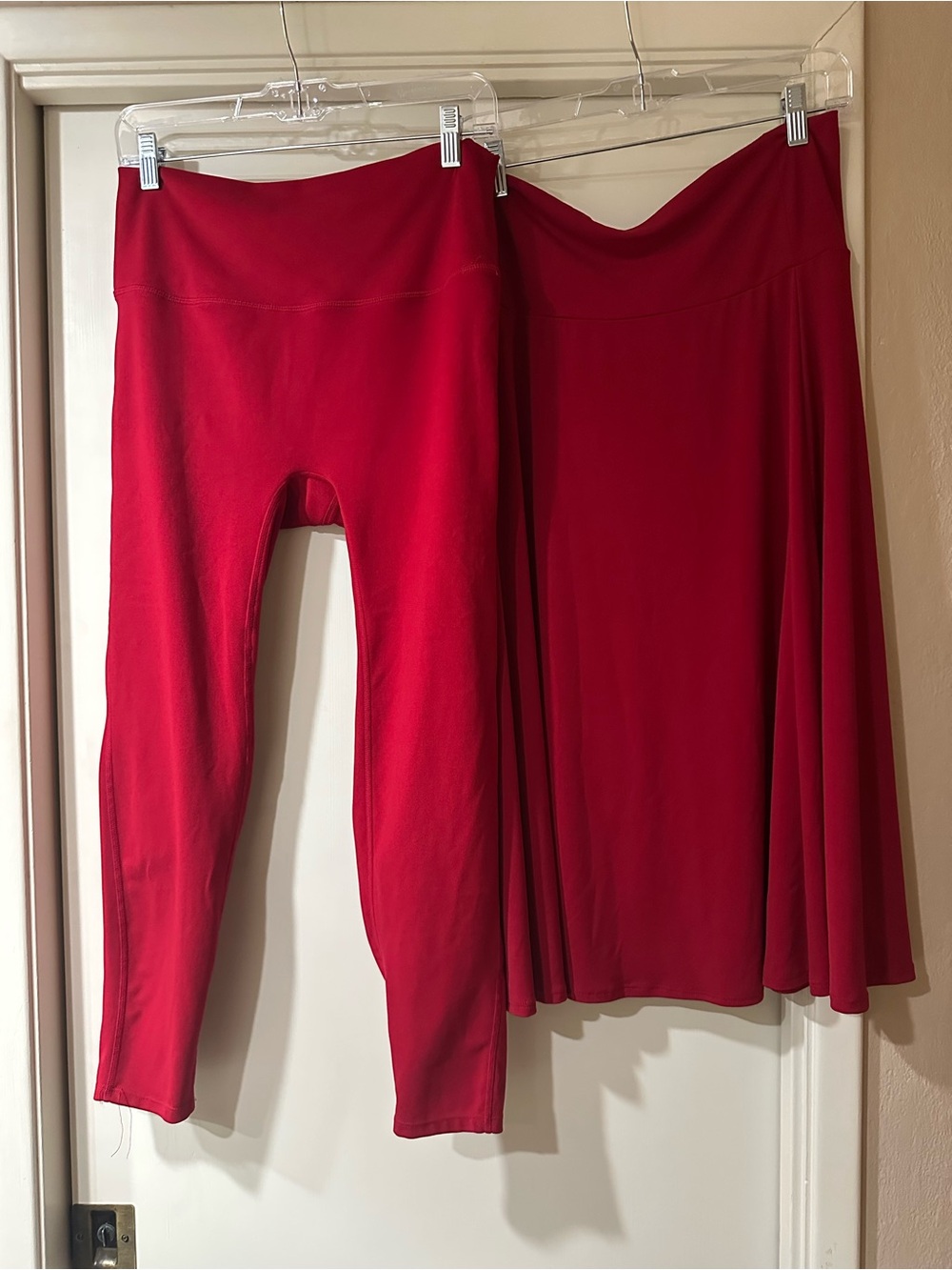 Zenana Outfitters Red Leggings with Matching A-Line Skirt